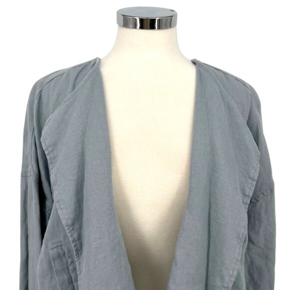 Eileen Fisher Dawn Open Front Organic Linen Jacket Blue Size XS - Picture 2 of 10